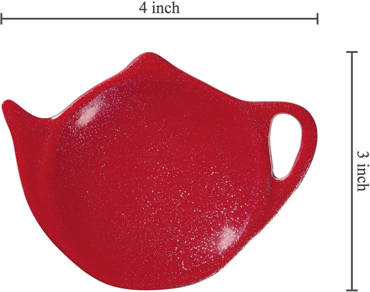 Supreme Housewares Twinkle Dust Tea Bag Holders, Teapot Shaped Tea Bag Coasters Spoon Rests Saucer Seasoning Dish Set, Christmas Decorations, Red, 4 x 3 Inch, Set of 4