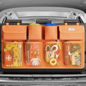 SURDOCA Hanging Trunk Organizer for SUV, [UPGRADED 7 Times] Car Organizers and Storage, Car Accessories Interior, Space Saving Expert-Orange