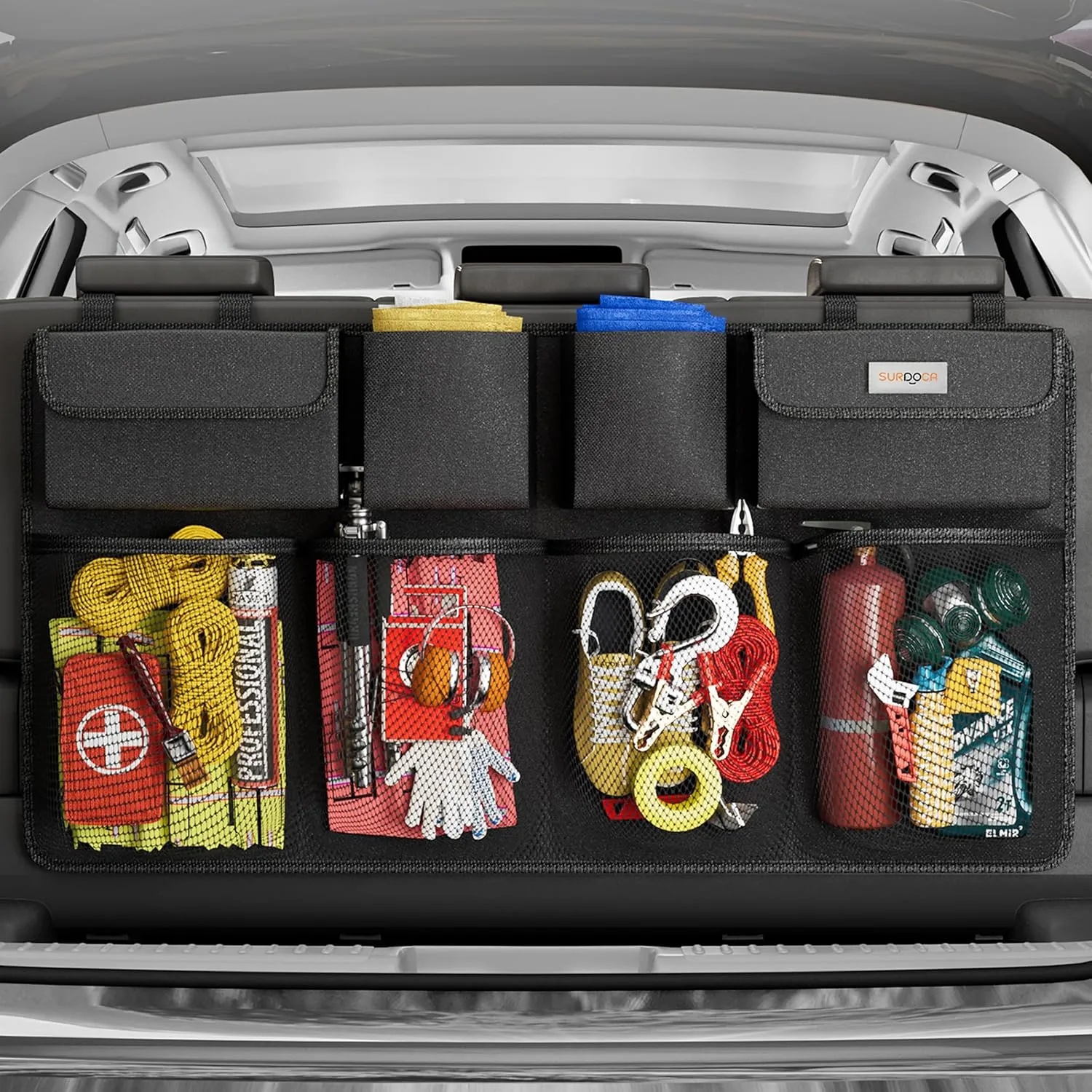 SURDOCA Hanging Trunk Organizer for SUV, [UPGRADED 7 Times] Car Organizers and Storage, Car Accessories Interior, Space Saving Expert