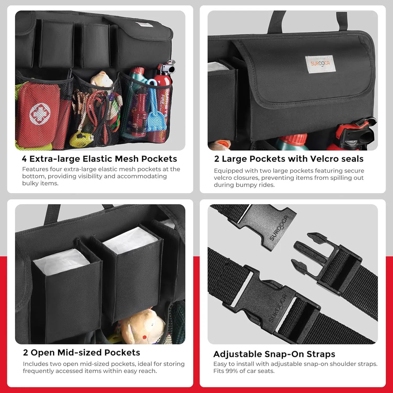SURDOCA Hanging Trunk Organizer for SUV, [UPGRADED 7 Times] Car Organizers and Storage, Car Accessories Interior, Space Saving Expert