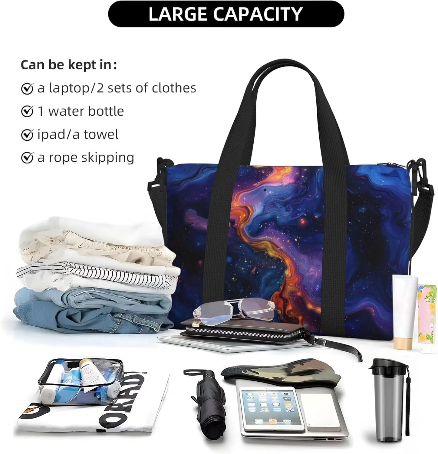 surface abstract liquid print Travel Duffel Bag, Sports Tote Gym Bag, Swim Pool Bag Large Shoulder Tote Bag for Beach Weekender