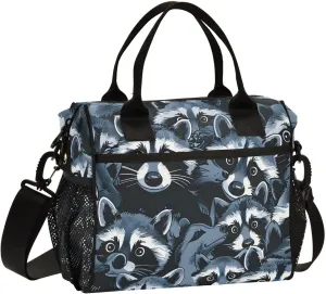 Suspicious Black Lunch Bag Women Cooler Bags Lunch Tote Bags for Men Reusable Insulated Lunch Box Crossbody with Shoulder Strap Leakproof Work Picnic S