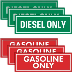 Sutter Signs 6pc Diesel Only & Gasoline Only Stickers for Fuel Tank | Weatherproof Adhesive Decals for Trucks, Tractors, Fuel Cans, Gas Caps
