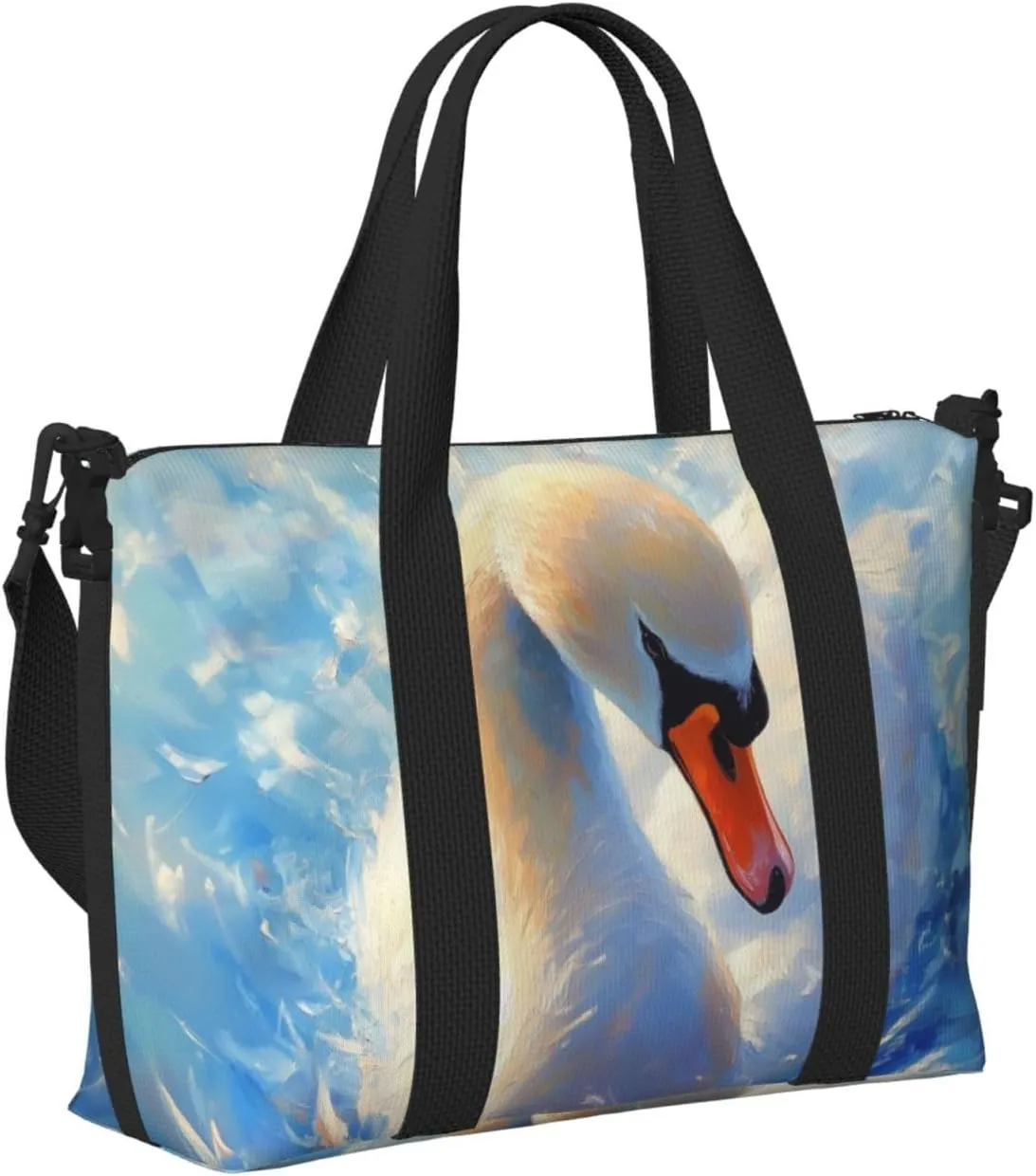 swan print Travel Duffel Bag, Sports Tote Gym Bag, Swim Pool Bag Large Shoulder Tote Bag for Beach Weekender