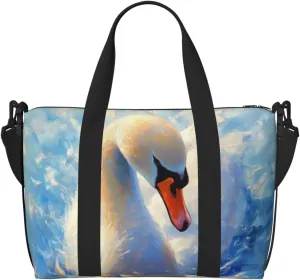 swan print Travel Duffel Bag, Sports Tote Gym Bag, Swim Pool Bag Large Shoulder Tote Bag for Beach Weekender
