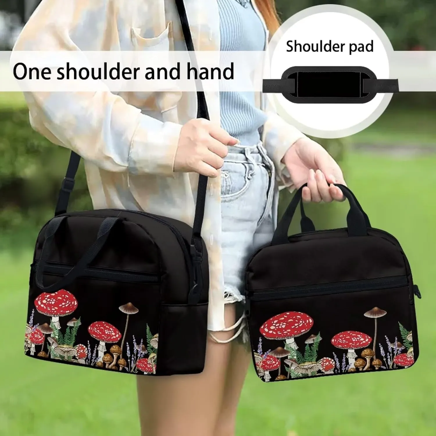 SYtrade Mushrooms Fungi Nature Lunch Bag Insulated Lunch Box Cooler Tote Bag For Kids Teens
