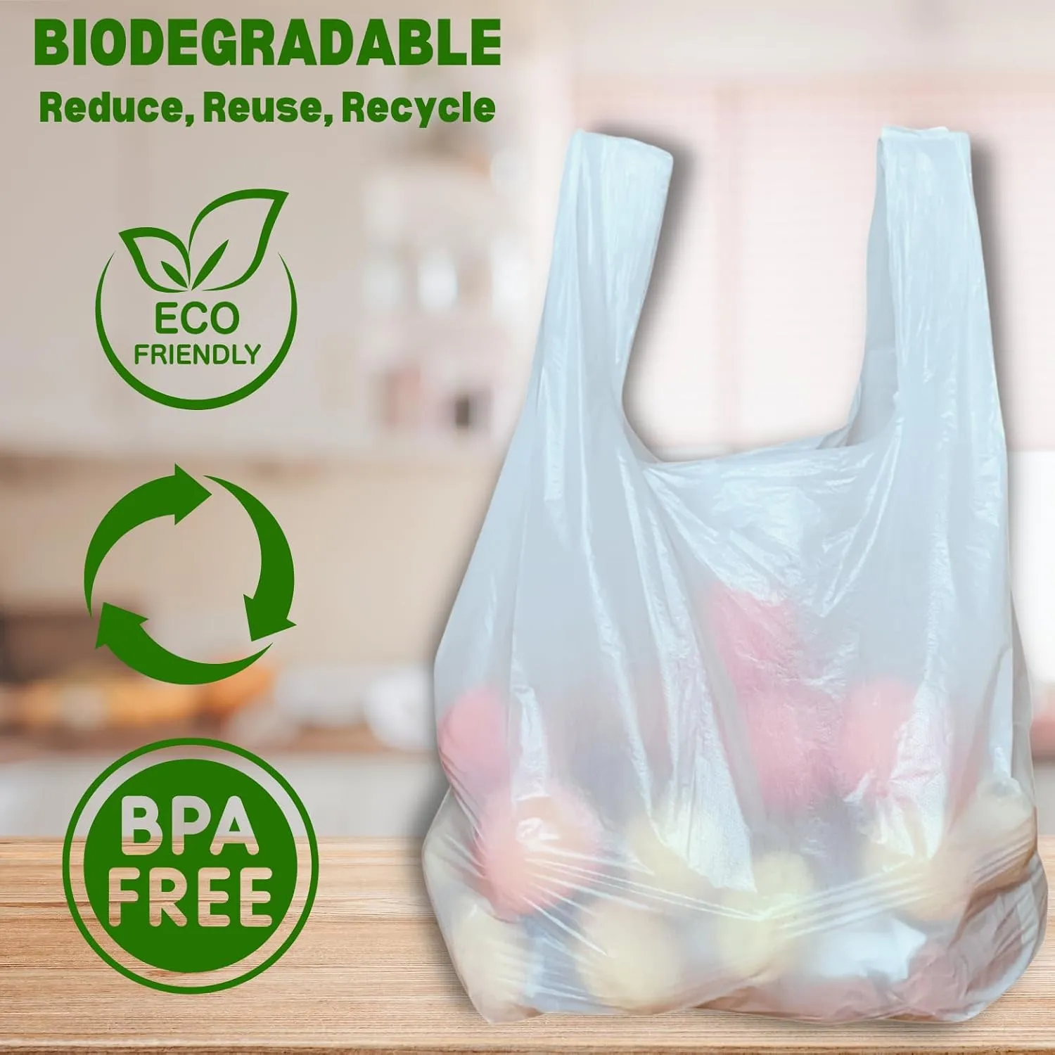 T-shirt Biodegradable White Plastic Bag (120 ct.) Small Can Liners Thank You Grocery Shooping Size Doggy Poop Bags Compatible with Arm & Hammer Swivel Bin & Rake pooper scooper Multipurpose Bags