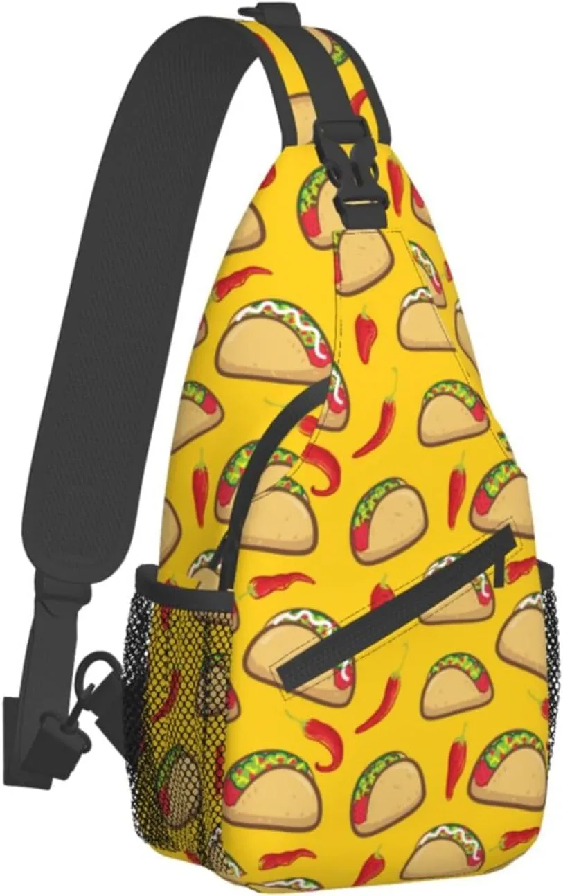 Taco Sling Backpack Chest Bag Crossbody Shoulder Bag Gym Cycling Travel Hiking Daypack For Men Women