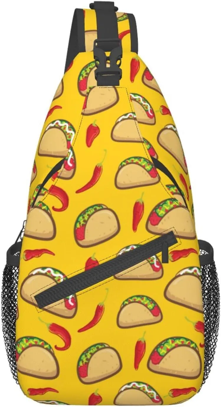 Taco Sling Backpack Chest Bag Crossbody Shoulder Bag Gym Cycling Travel Hiking Daypack For Men Women