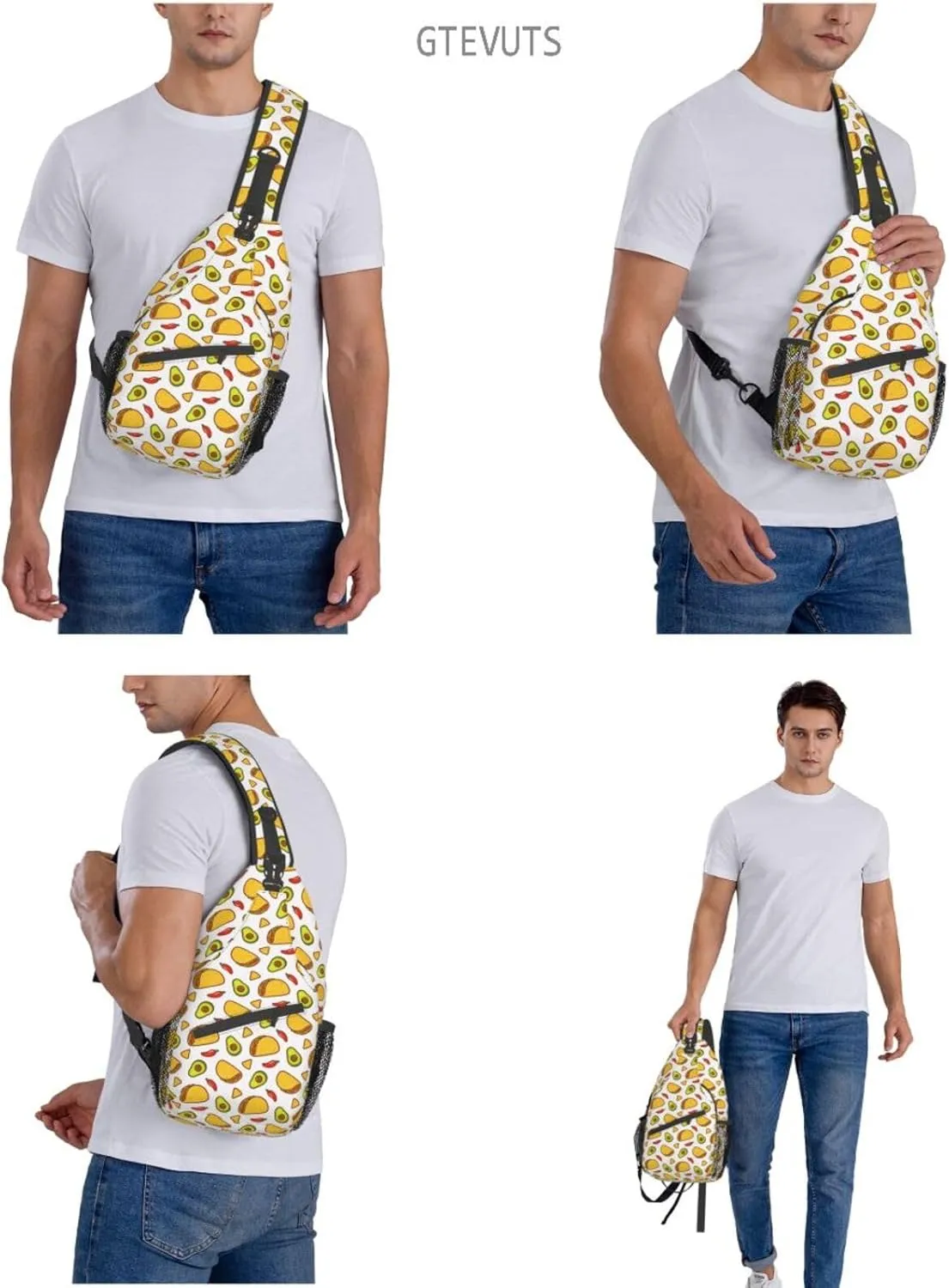 Taco Sling Backpack Chest Bag Crossbody Shoulder Bag Gym Cycling Travel Hiking Daypack For Men Women