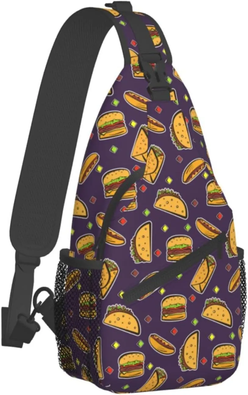 Taco Sling Backpack Chest Bag Crossbody Shoulder Bag Gym Cycling Travel Hiking Daypack For Men Women