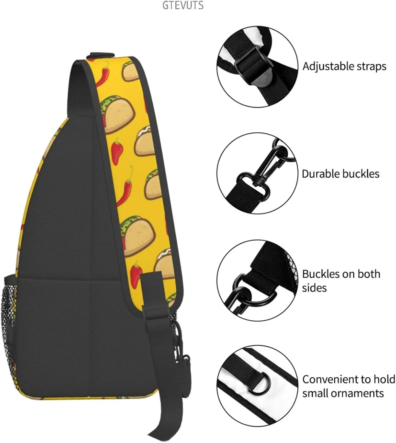 Taco Sling Backpack Chest Bag Crossbody Shoulder Bag Gym Cycling Travel Hiking Daypack For Men Women
