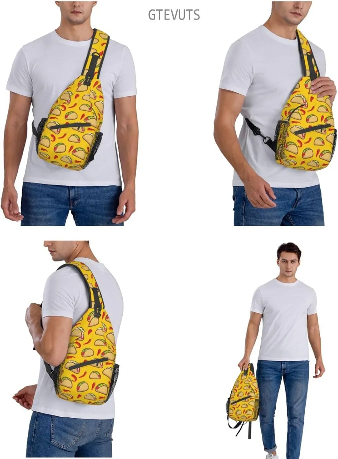 Taco Sling Backpack Chest Bag Crossbody Shoulder Bag Gym Cycling Travel Hiking Daypack For Men Women