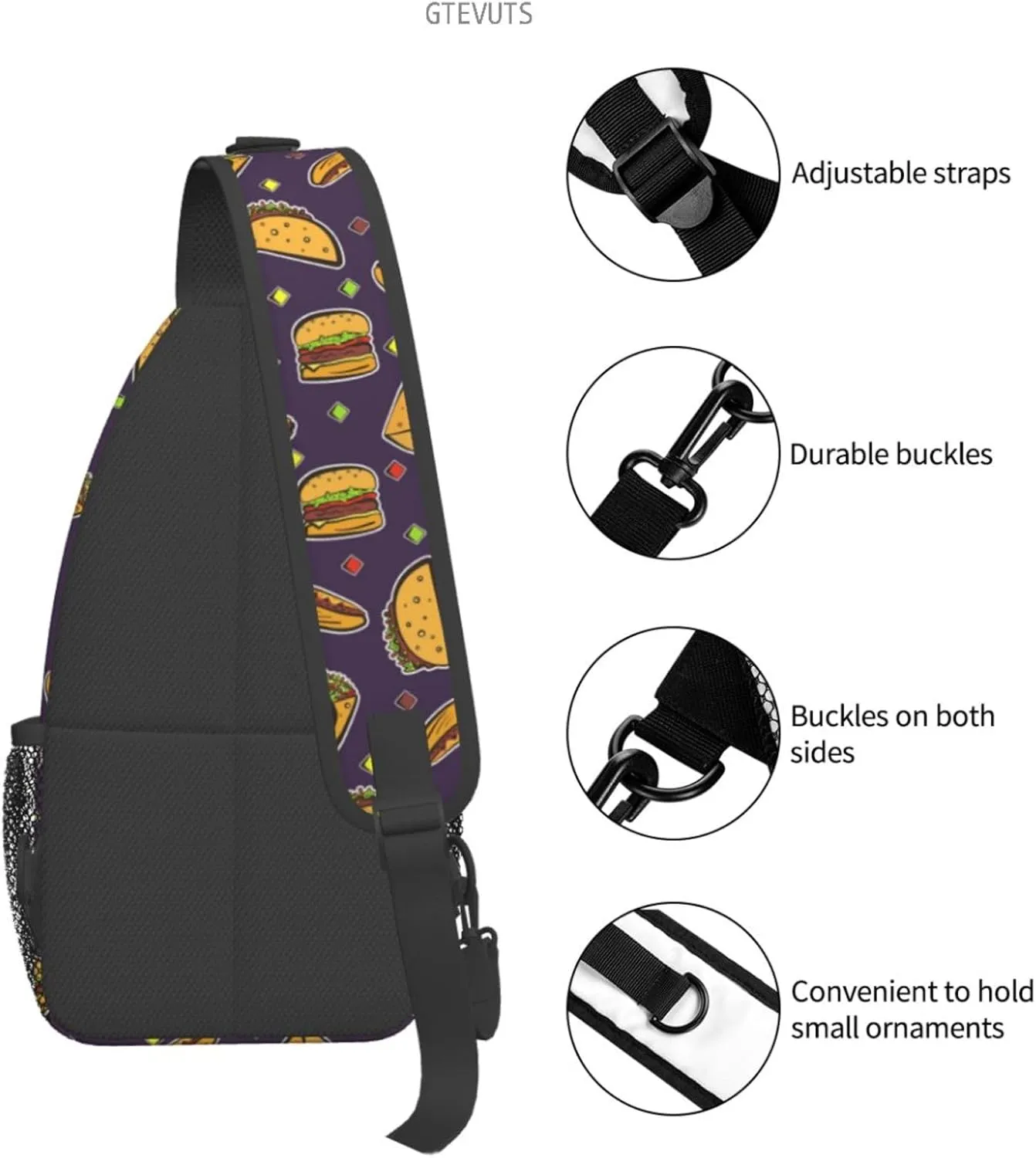 Taco Sling Backpack Chest Bag Crossbody Shoulder Bag Gym Cycling Travel Hiking Daypack For Men Women