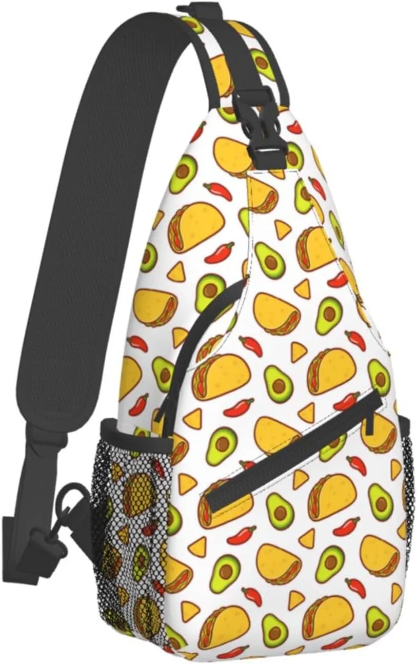 Taco Sling Backpack Chest Bag Crossbody Shoulder Bag Gym Cycling Travel Hiking Daypack For Men Women
