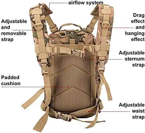 Tactical Backpack, Tactical Backpack for Men, Military Backpack for Bug Out Bag Supplies, Army Bag Hiking Backpacks, Heavy Duty Backpack Laptop, Moelle Webbing 70 Liters Camouflage