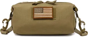 Tactical Increment Molle Pouch, Large Capacity Admin Utility Pouches, Horizontal Short Trips Bag, Multi-Purpose Sling Bag with Shoulder Strap and US Patch