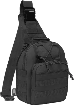 Tactical Sling Bag, Outdoor Durable Military Shoulder Chest Pack EDC Crossbody Daypack for Traveling Trekking (Black)