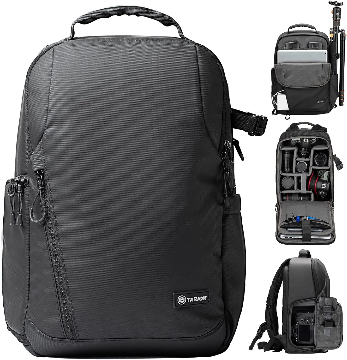 TARION Camera Backpack Waterproof Bag - DSLR Camera Bag with 14in Laptop Compartment Rain Cover, Professional Travel Photography Backpack for Photographers, SLR, Camera Lens, TR-L(New), Black