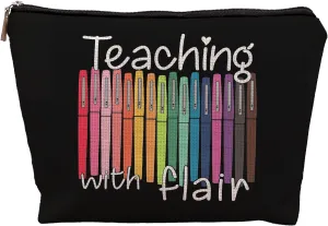 Teacher Makeup Bag - Teaching With Flair Cosmetic Bag, Teacher Appreciation Gift