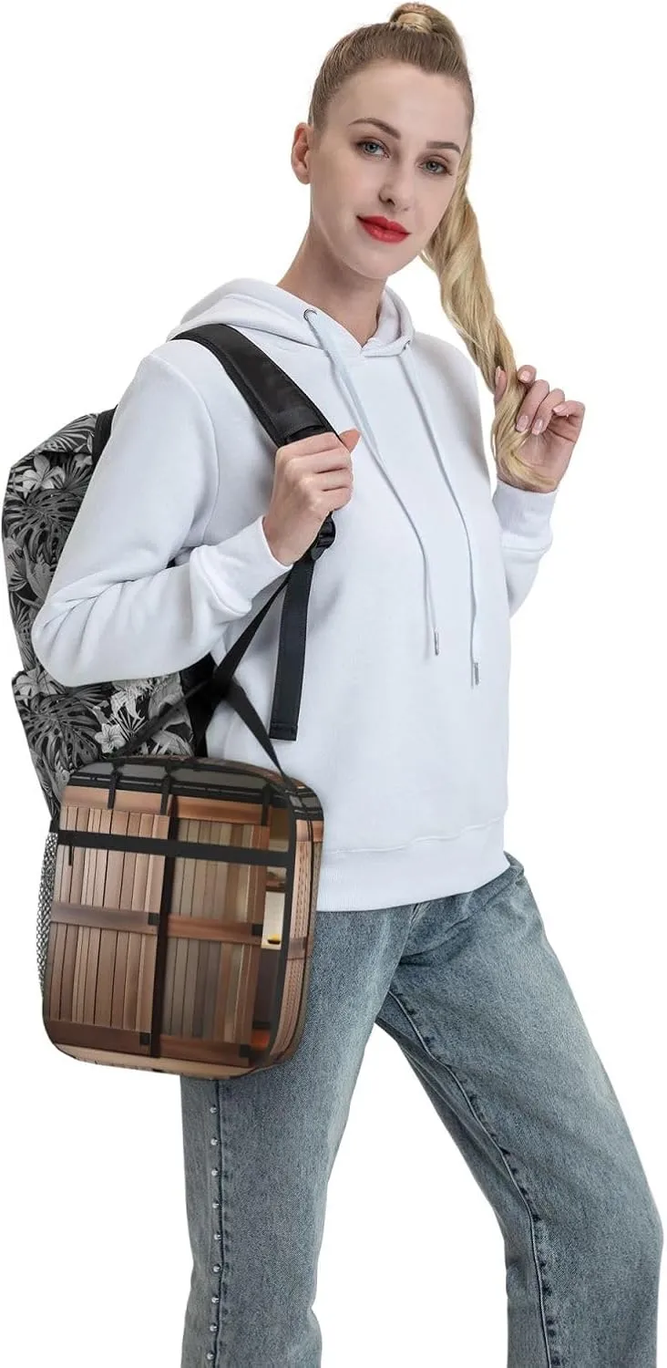Teal Barn Door Floral Insulated Lunch Bag For Men Women Lunchbox Designed For Office Work Travel