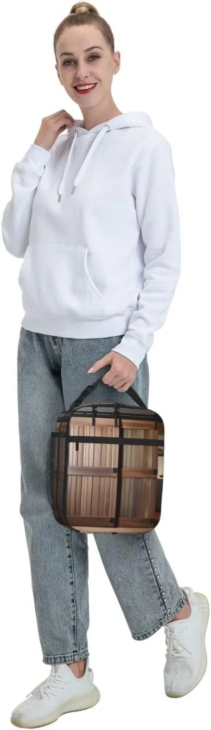 Teal Barn Door Floral Insulated Lunch Bag For Men Women Lunchbox Designed For Office Work Travel
