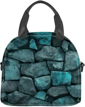 teal cobblestone wall road Lunch Box for Women Men Adult Freezable Insulated Lunch Tote Bag for Work With Shoulder Strap Soft Large Small Cooler Bag Pail