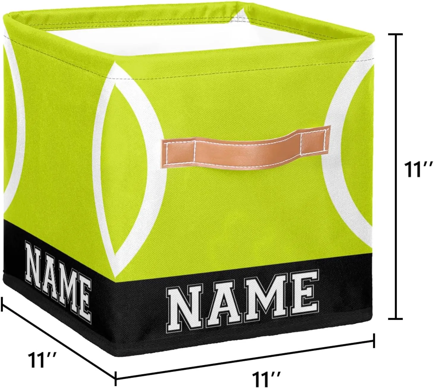 Tennis Custom 11 Inch Cube Storage Bins, Sport Pattern Foldable Fabric Storage Bins for Shelves Closet, Collapsible Cube Organizer, Storage Basket for Clothes