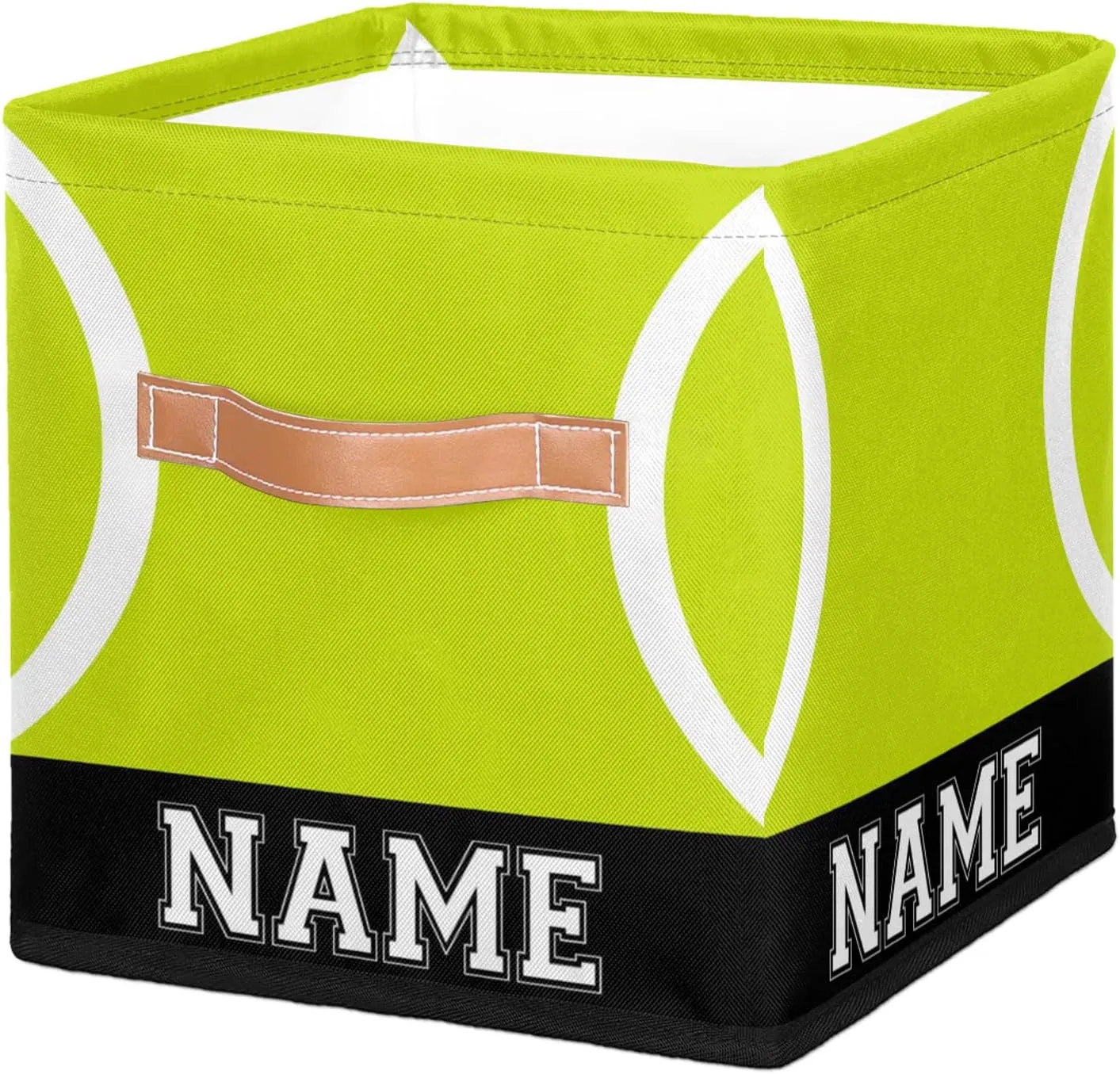 Tennis Custom 11 Inch Cube Storage Bins, Sport Pattern Foldable Fabric Storage Bins for Shelves Closet, Collapsible Cube Organizer, Storage Basket for Clothes