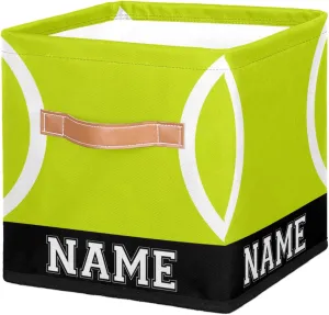 Tennis Custom 11 Inch Cube Storage Bins, Sport Pattern Foldable Fabric Storage Bins for Shelves Closet, Collapsible Cube Organizer, Storage Basket for Clothes