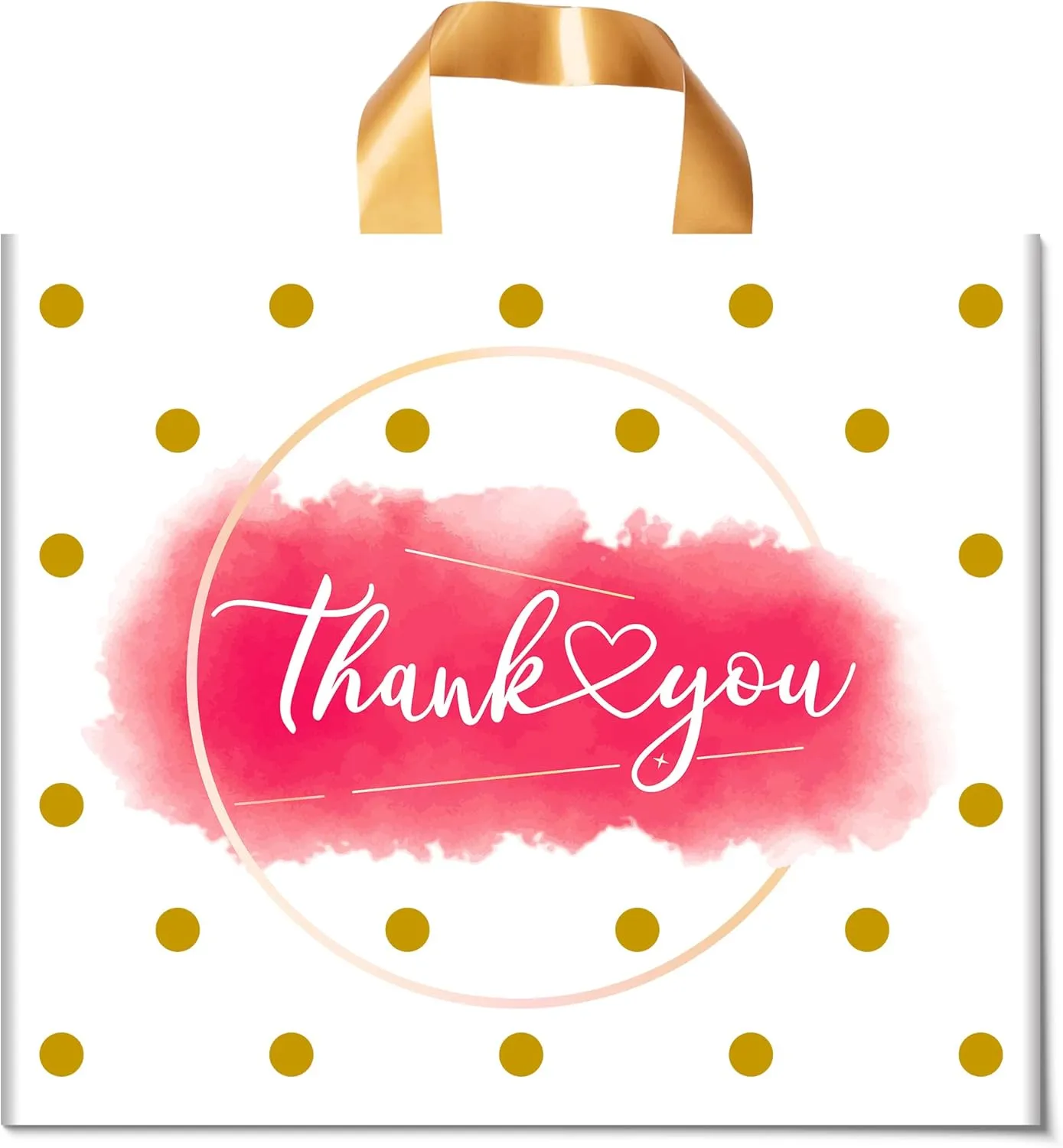 Thank You Bags Shopping Bags for Small Business Boutique Bags, 50 Pack Extra Thick Plastic Shopping Bags Merchandise Retail Bags Customers Office Party Thank You Bags for Businees Small (14X16 IN)