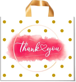 Thank You Bags Shopping Bags for Small Business Boutique Bags, 50 Pack Extra Thick Plastic Shopping Bags Merchandise Retail Bags Customers Office Party Thank You Bags for Businees Small (14X16 IN)
