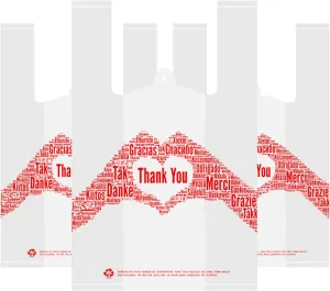 Thank You T-Shirt Bags Shopping Merchandise Bags Pack of 100 Reusable and Disposable Grocery Bags12''x 6.5''x 20''30mic Standard Supermarket Size White Bag Take Out/To Go Bags for Restaurant