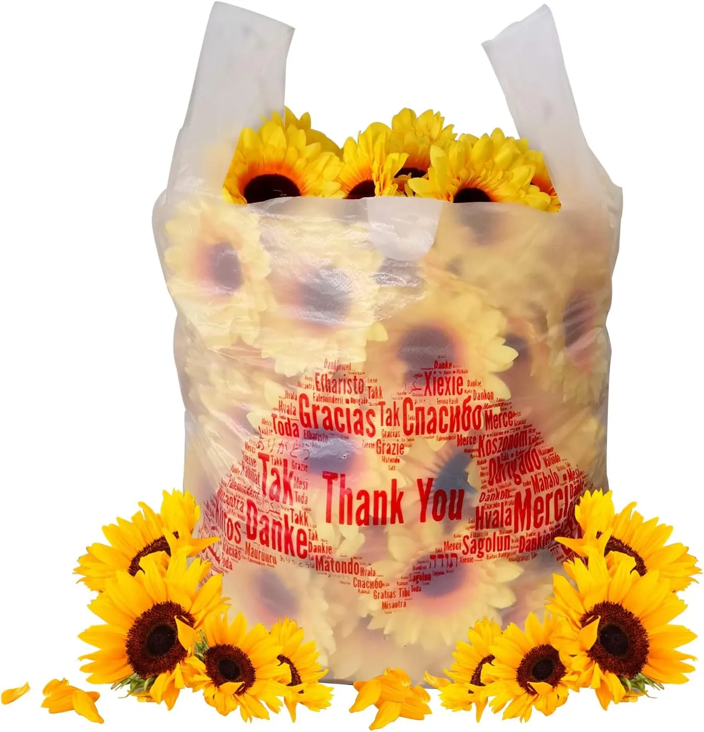 Thank You T-Shirt Bags Shopping Merchandise Bags Pack of 100 Reusable and Disposable Grocery Bags12''x 6.5''x 20''30mic Standard Supermarket Size White Bag Take Out/To Go Bags for Restaurant