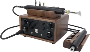 Thermal Leather Edge Crease Machine with 5 hot Heads, 10 Temperature Control Levels, Detachable Soldering Iron Head, Suitable for Leather Goods, Shoes, Bags, Belts(B)