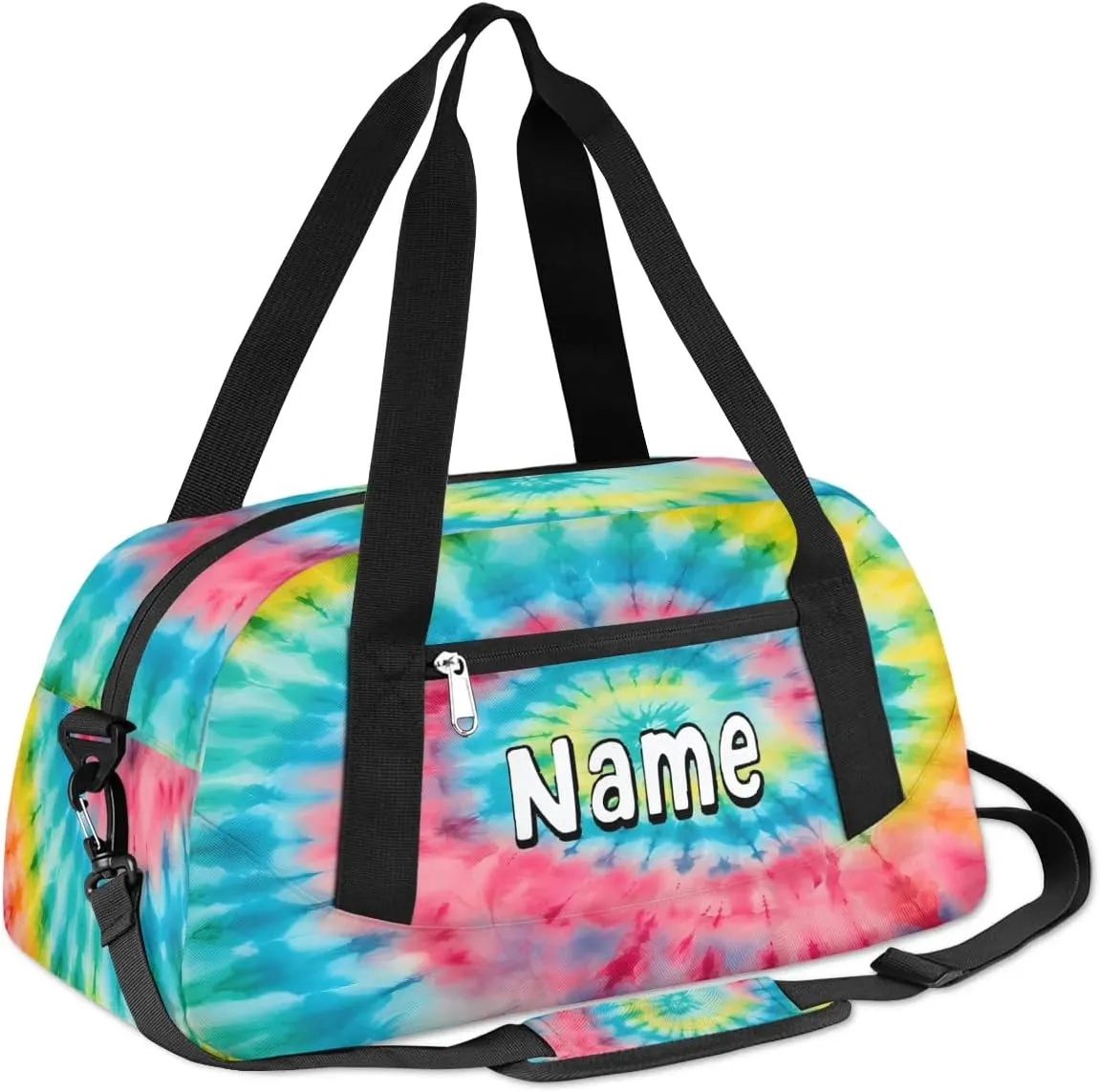 Tie Dye Swirl Travel Bag for Kids Duffle Bag Boys Personalized Name Weekender Bag Mini Sport Gym Duffel Bag Girls Sleepover Bag Colorful Overnight Duffle Kids Customized Gift