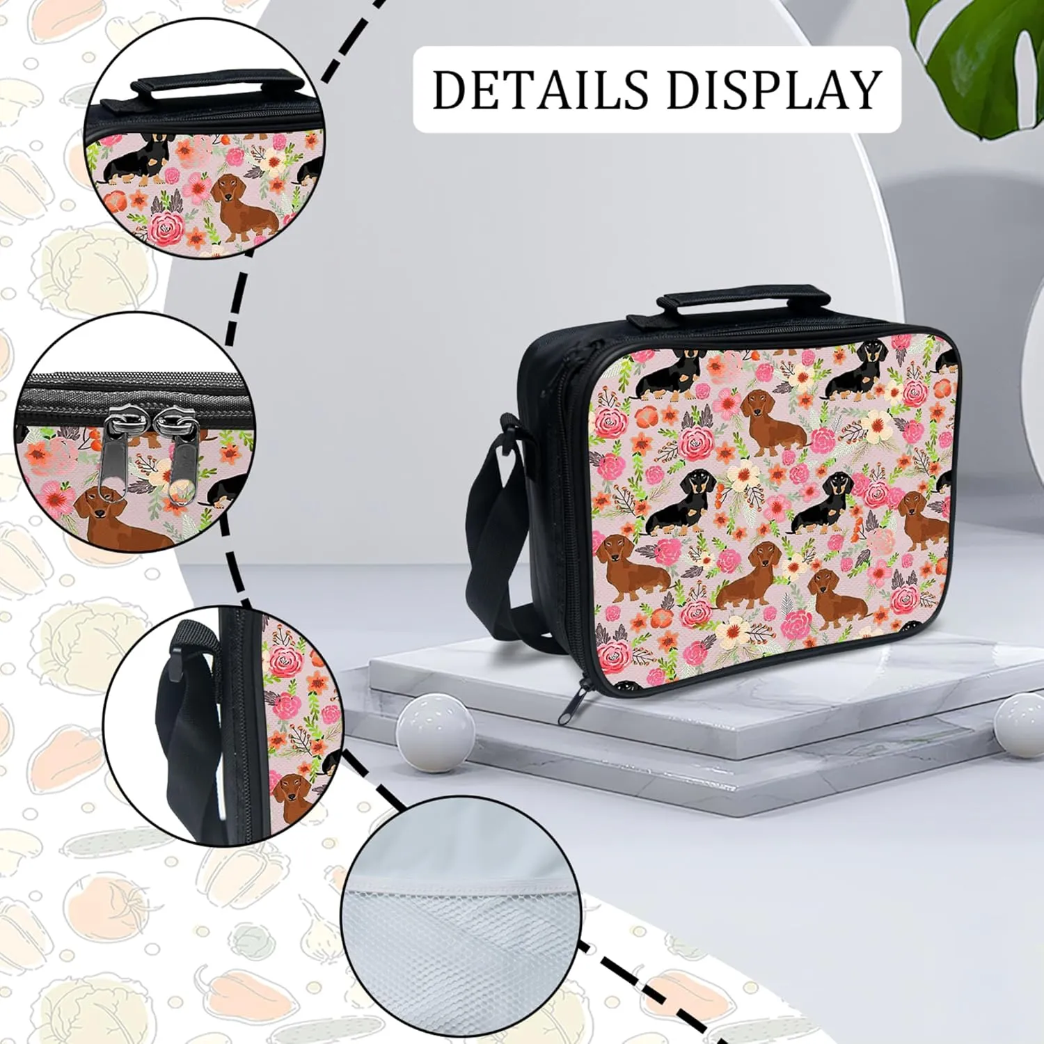 Tijuboni Kids Backpack for School Boys and Girls - 3pcs, Dachshund School Backpack with Lunch Box and Pencil Case for Children Teens Bookbag 16 Inch Large Capacity