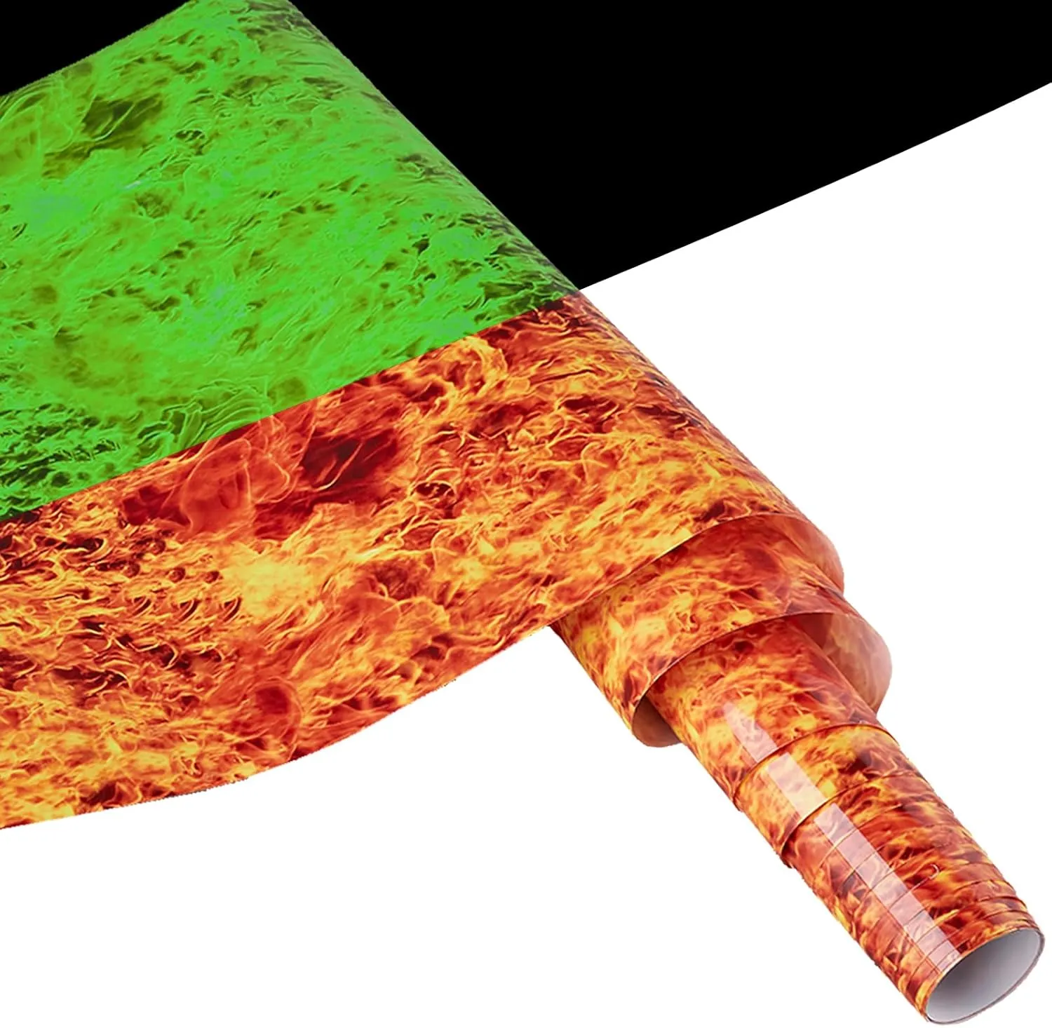 Tintnut Glow in Dark Flame HTV Heat Transfer Vinyl Roll - 12 inch x 5ft Orange Burning Fire Patterned Iron on Vinyl DIY Canvas Bags T-Shirts Handbags Pillow Crafts for Cricut Silhouette Cameo