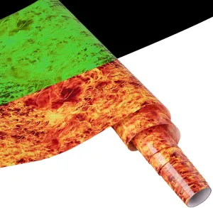Tintnut Glow in Dark Flame HTV Heat Transfer Vinyl Roll - 12 inch x 5ft Orange Burning Fire Patterned Iron on Vinyl DIY Canvas Bags T-Shirts Handbags Pillow Crafts for Cricut Silhouette Cameo