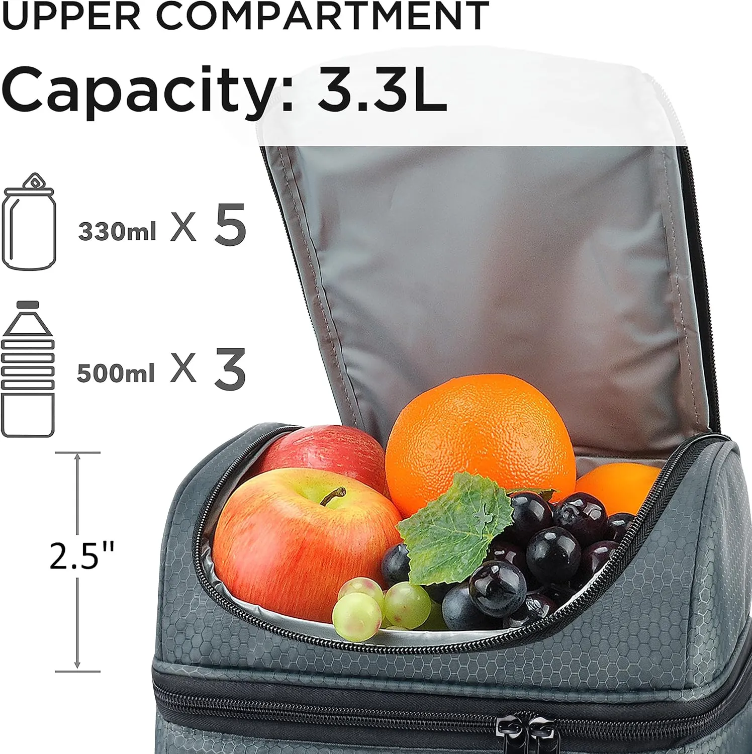 Tirrinia Insulated Lunch Bag, Leakproof Thermal Bento Cooler Tote for Women and Men, Dual Compartment with Shoulder Strap, 10.3" x 7.5" x 8.6", Celadon
