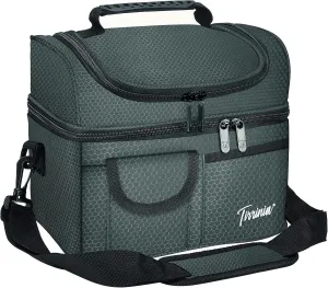 Tirrinia Insulated Lunch Bag, Leakproof Thermal Bento Cooler Tote for Women and Men, Dual Compartment with Shoulder Strap, 10.3" x 7.5" x 8.6", Celadon