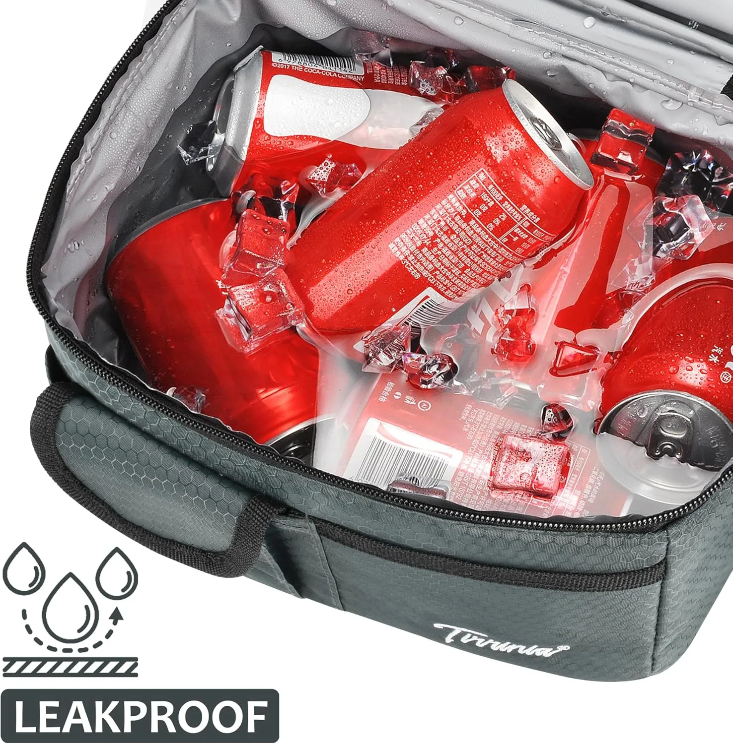 Tirrinia Insulated Lunch Bag, Leakproof Thermal Bento Cooler Tote for Women and Men, Dual Compartment with Shoulder Strap, 10.3" x 7.5" x 8.6", Celadon