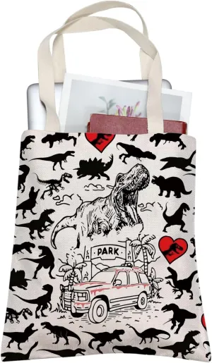 TOBGBE D-inosaur Paradise Jurassic Movie Inspired Tote Bag D-inosaur Fan Gifts Jurassic T-Rex Movie Merchandise