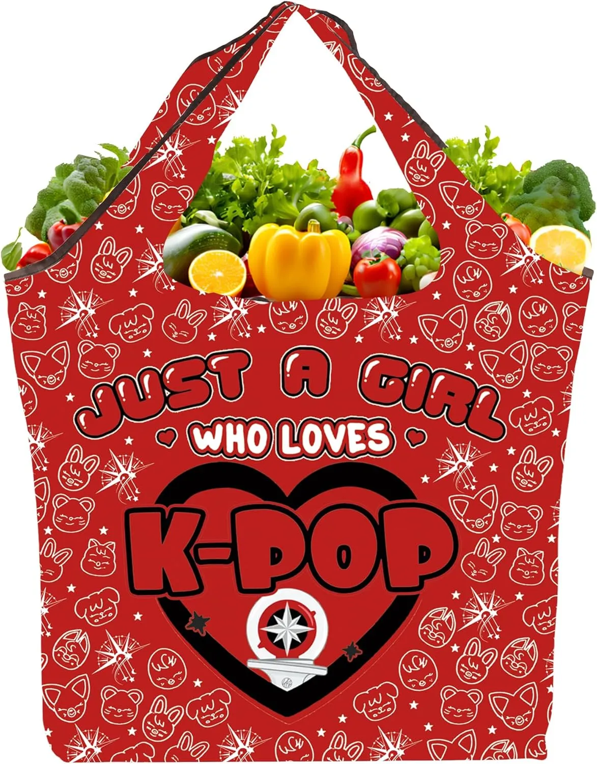 TOBGBE Korean Sk-ds Merch Ski-s Cartoon Character Foldable Reusable Grocery Bags B-ys Group Gifts Korean-Pop Fans Groceries