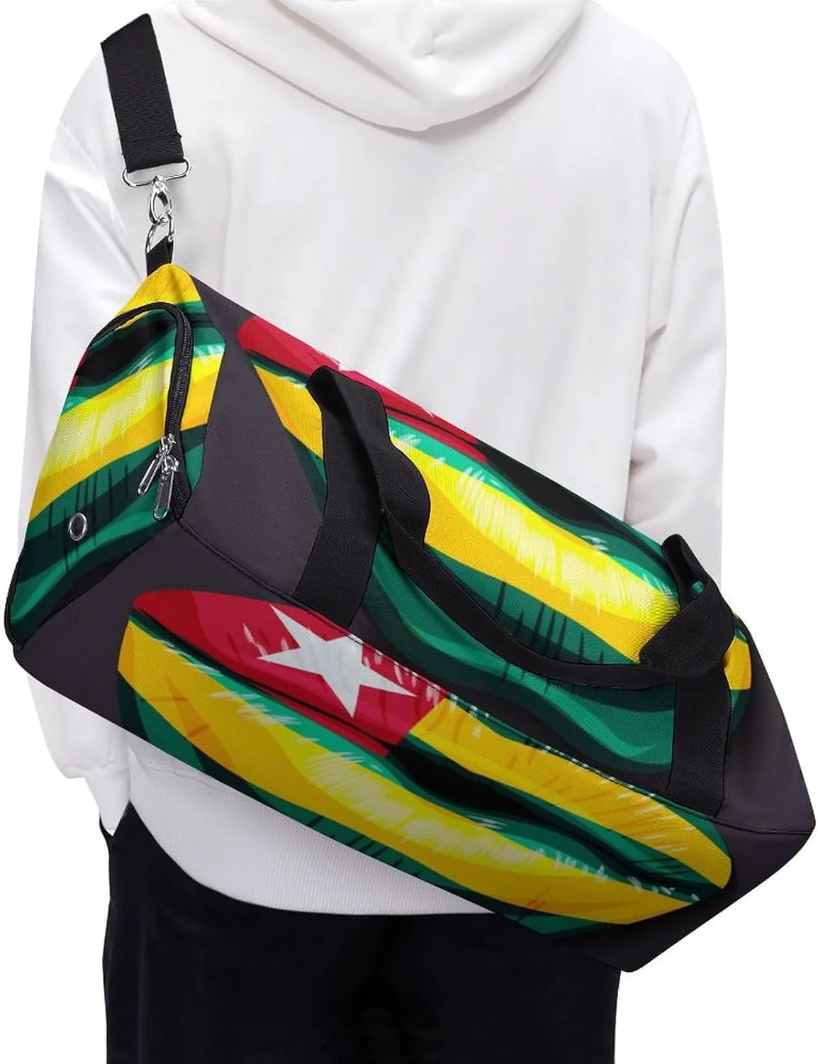 Togo Flag Lips Sports Duffel Bag with Wet Pocket and Shoe Compartment Travel Weekender