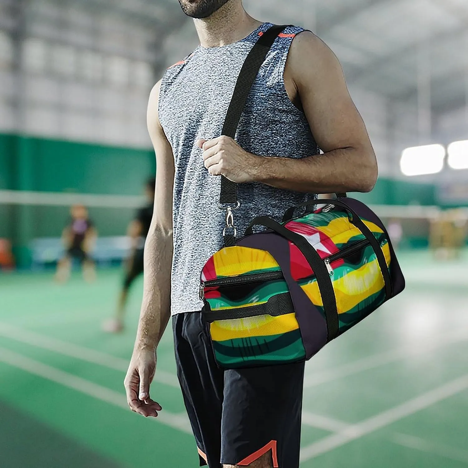 Togo Flag Lips Sports Duffel Bag with Wet Pocket and Shoe Compartment Travel Weekender
