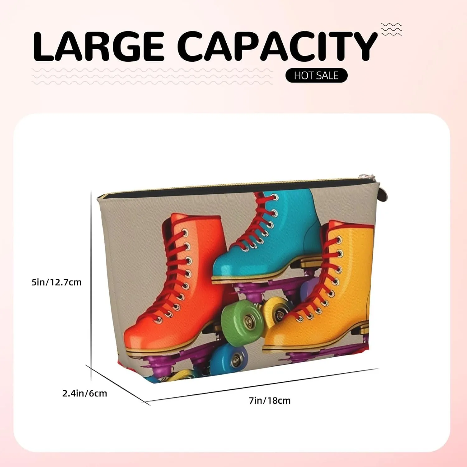 Toiletry Bag for Women Men Dopp Kit Travel Makeup Bag Roller Skates Make Up Organizers Cosmetic Bag