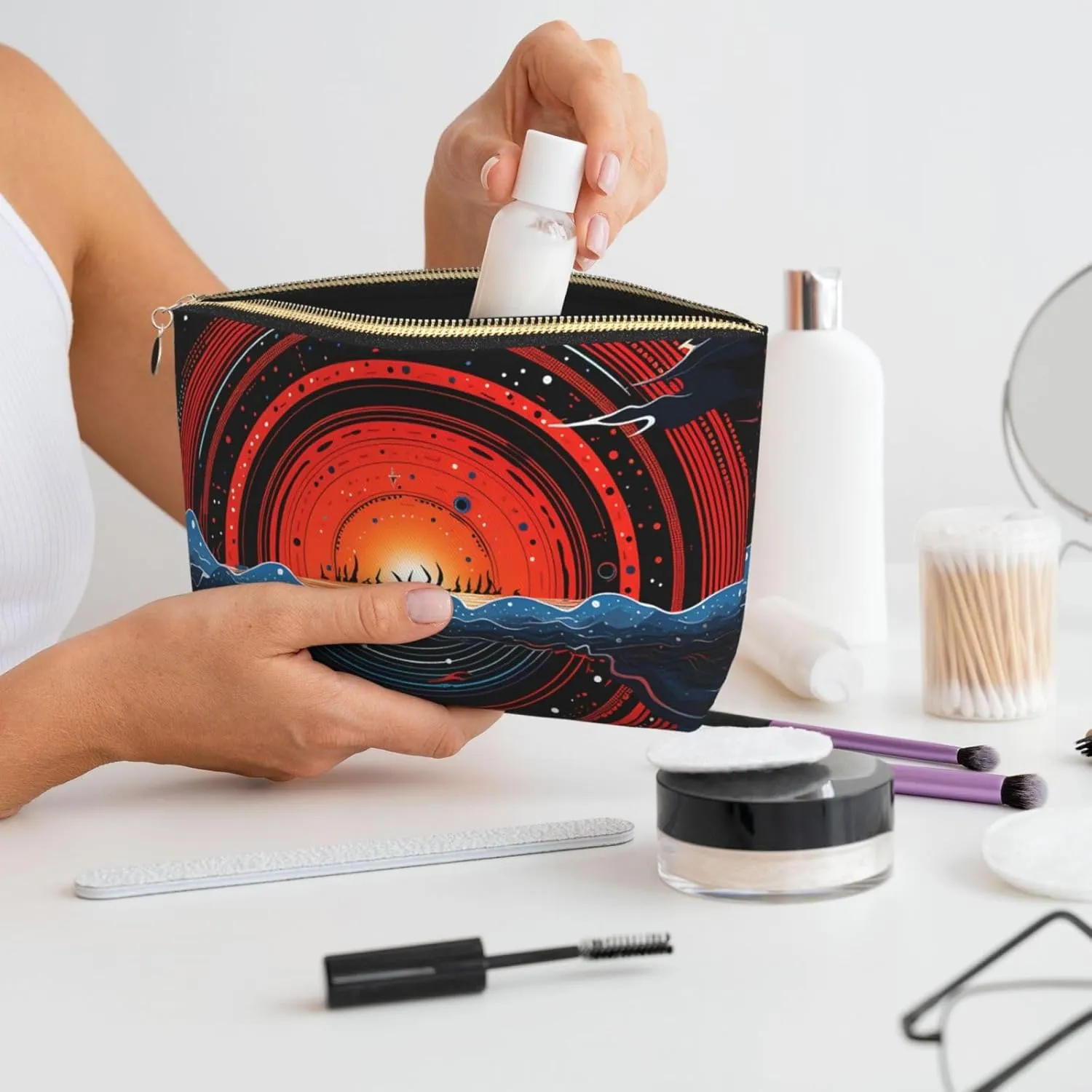 Toiletry Bag for Women Men Dopp Kit Travel Makeup Bag Saturn Oceans Make Up Organizers Cosmetic Bag