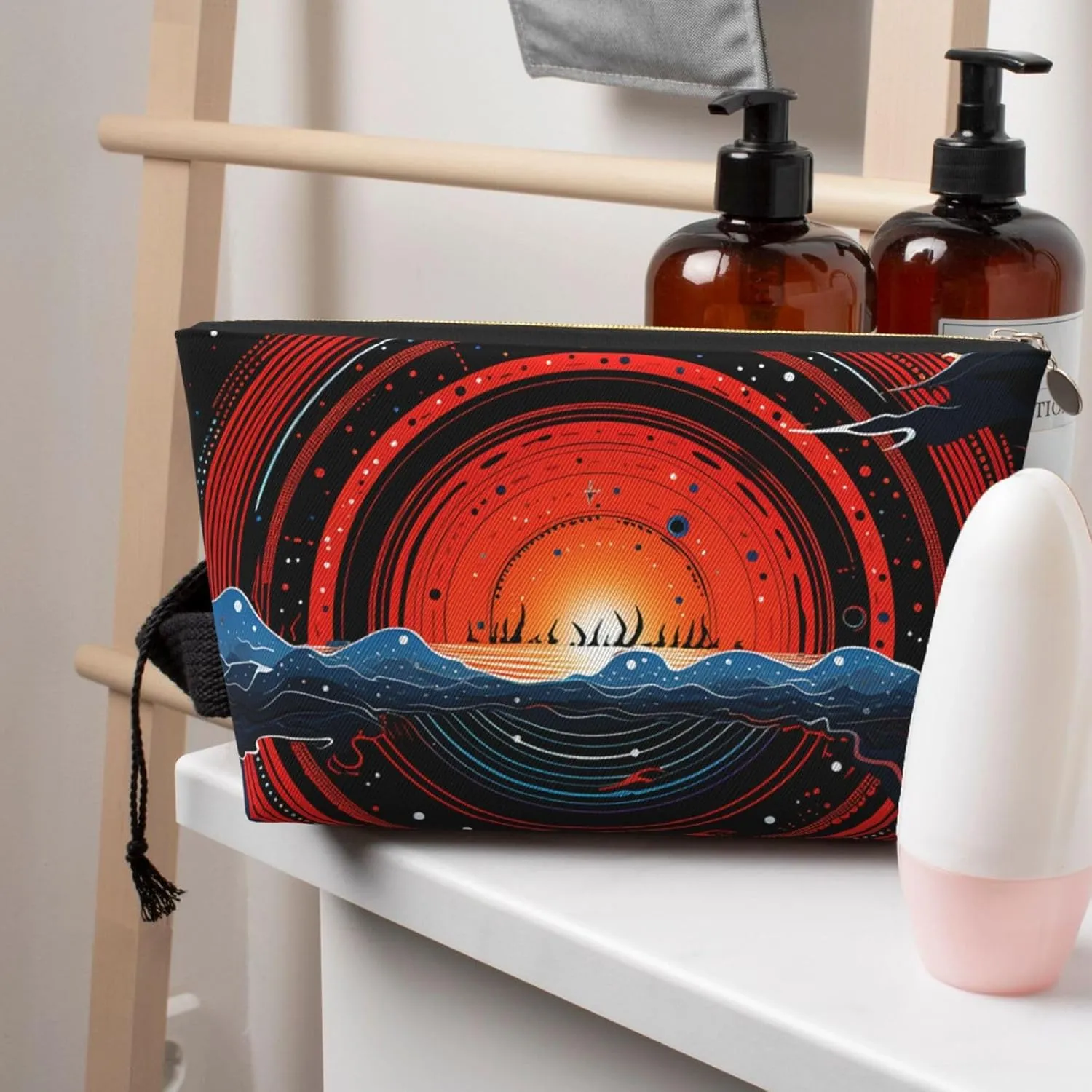 Toiletry Bag for Women Men Dopp Kit Travel Makeup Bag Saturn Oceans Make Up Organizers Cosmetic Bag
