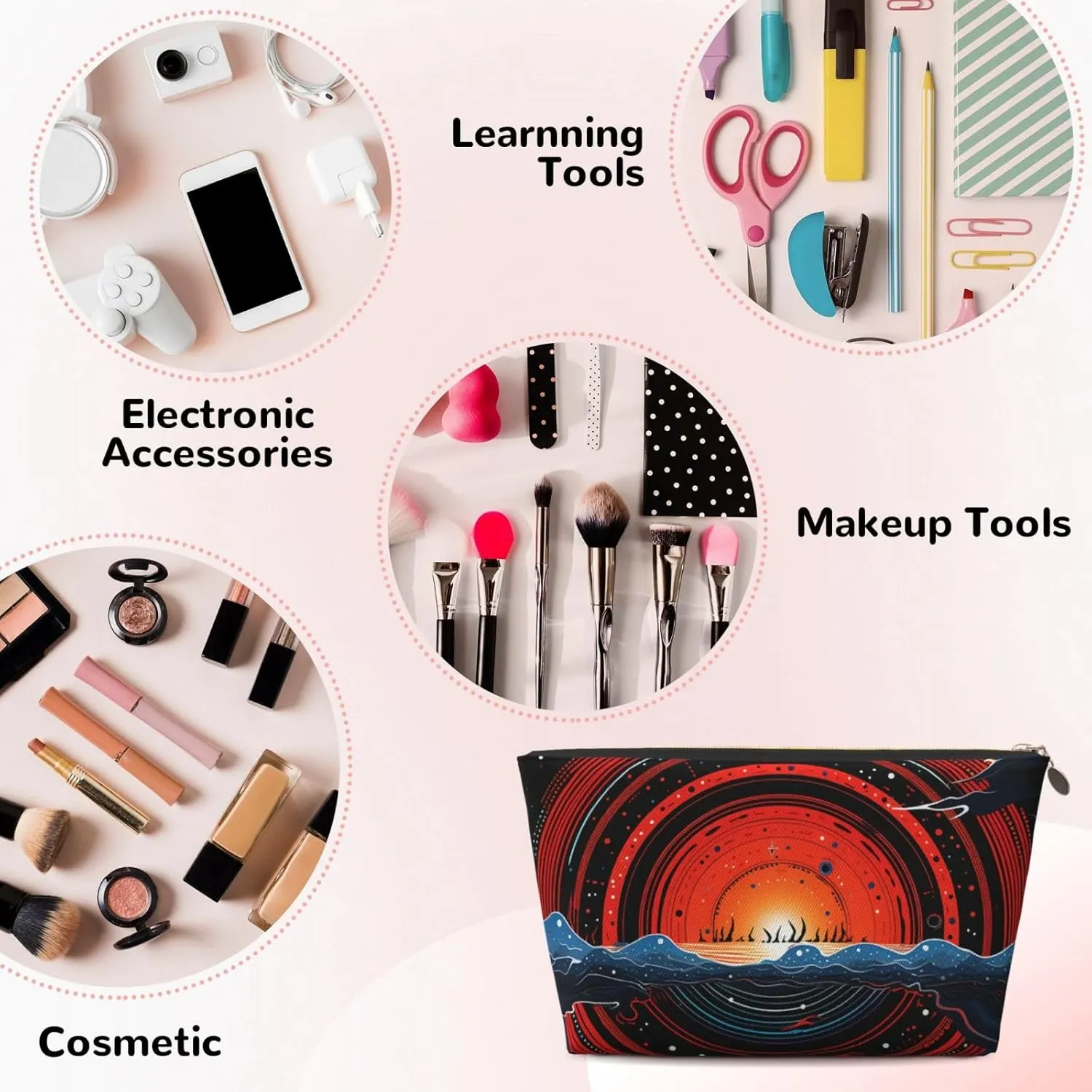 Toiletry Bag for Women Men Dopp Kit Travel Makeup Bag Saturn Oceans Make Up Organizers Cosmetic Bag
